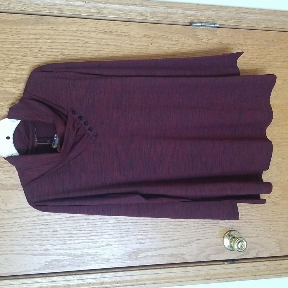 GAHARU Praise Contracted Elegant Women Long Sleeve Turtle Neck Top Burgundy Sz L